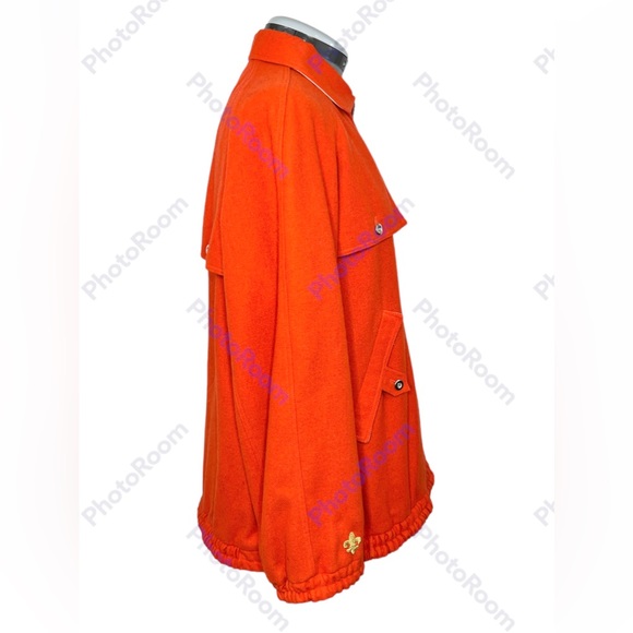 COURREGES Paris Hyperbole Vintage 1970’s Orange Wool Jacket Collared Outerwear - Picture 5 of 15